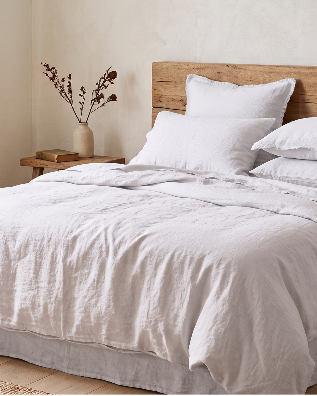 Linen Fitted Sheet - White-2