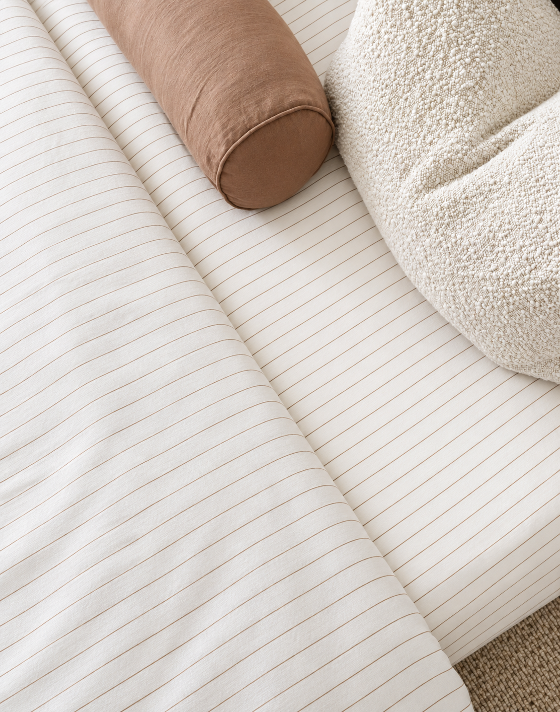 Linen Fitted Sheet - Sienna Stripe