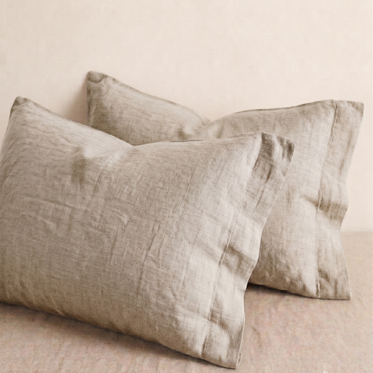 Linen Fitted Sheet Set - Stone-2