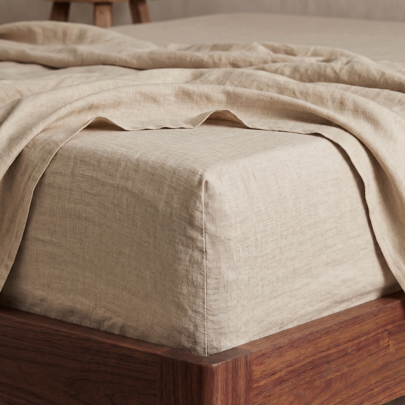Linen Flat Sheet - Stone-3