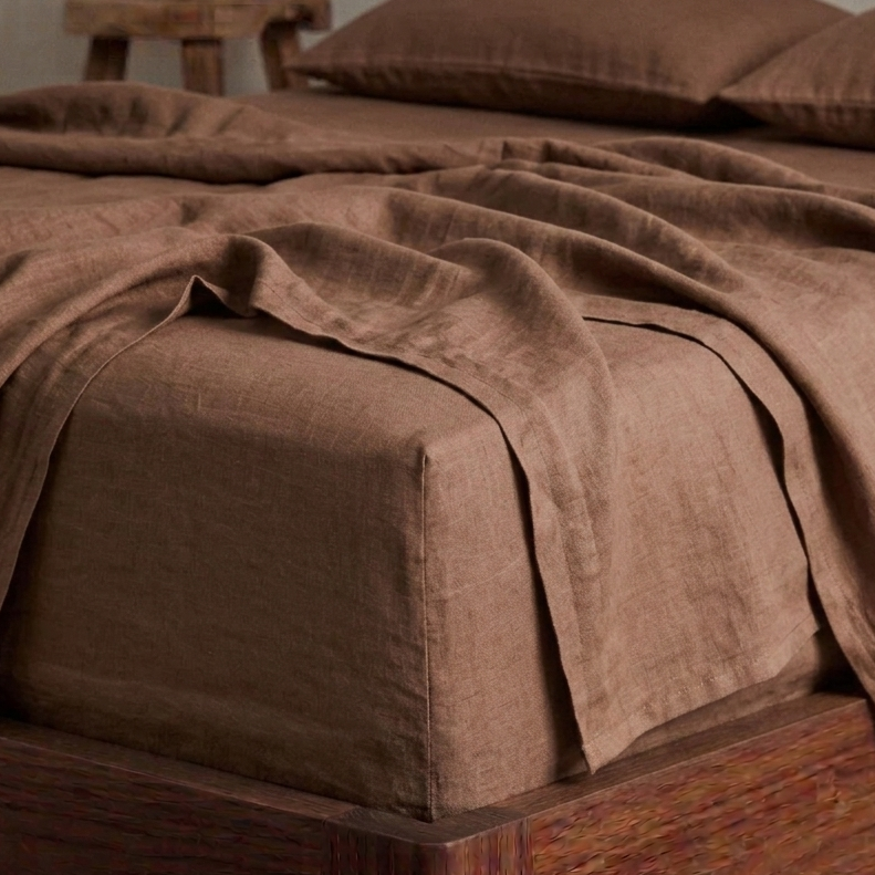 Linen Flat Sheet - Ganache-3