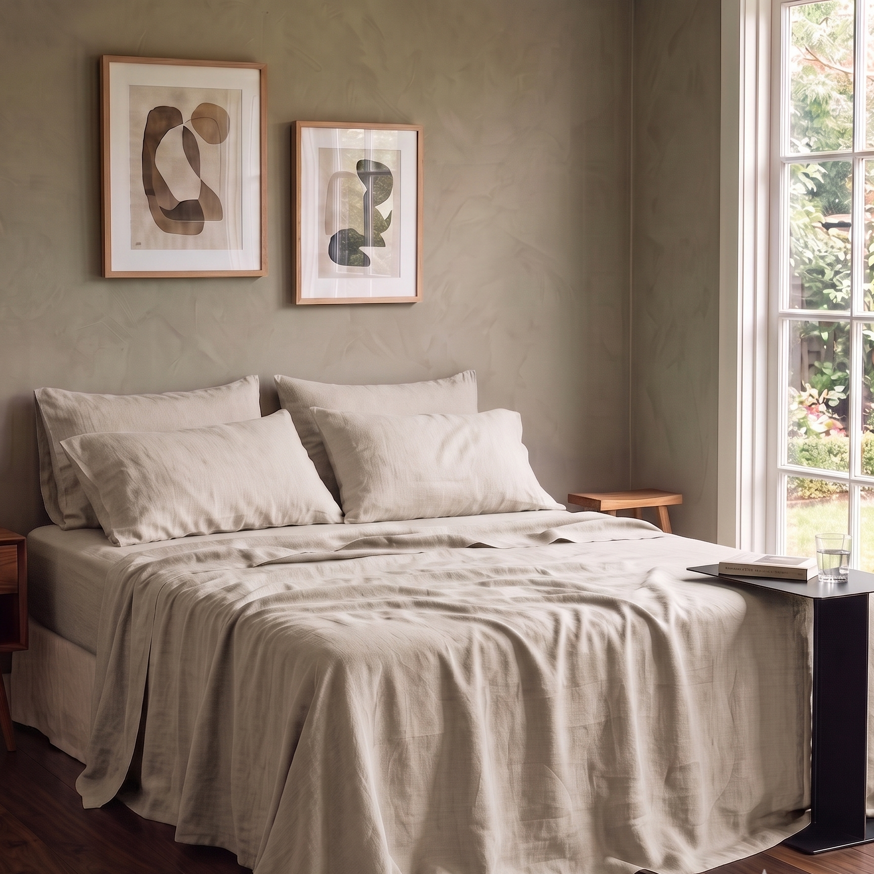 Linen Flat Sheet - Stone-2