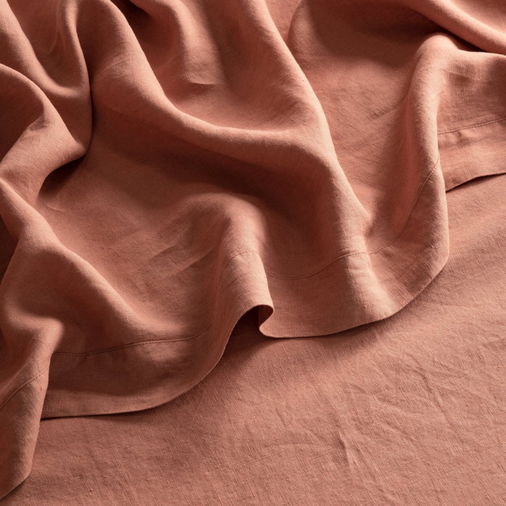 Linen Flat Sheet - Terracotta-1