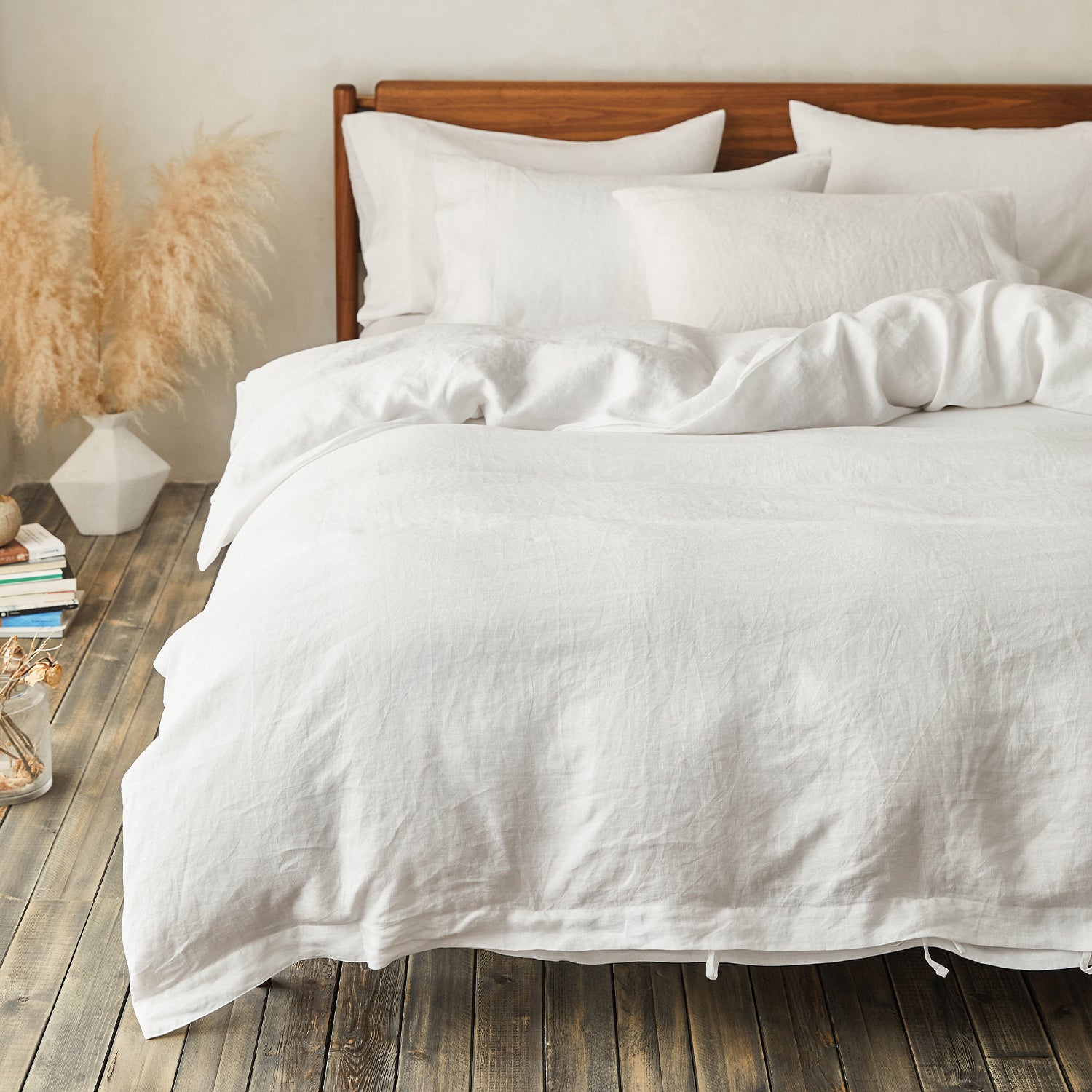 Linen Fitted Sheet - White-4