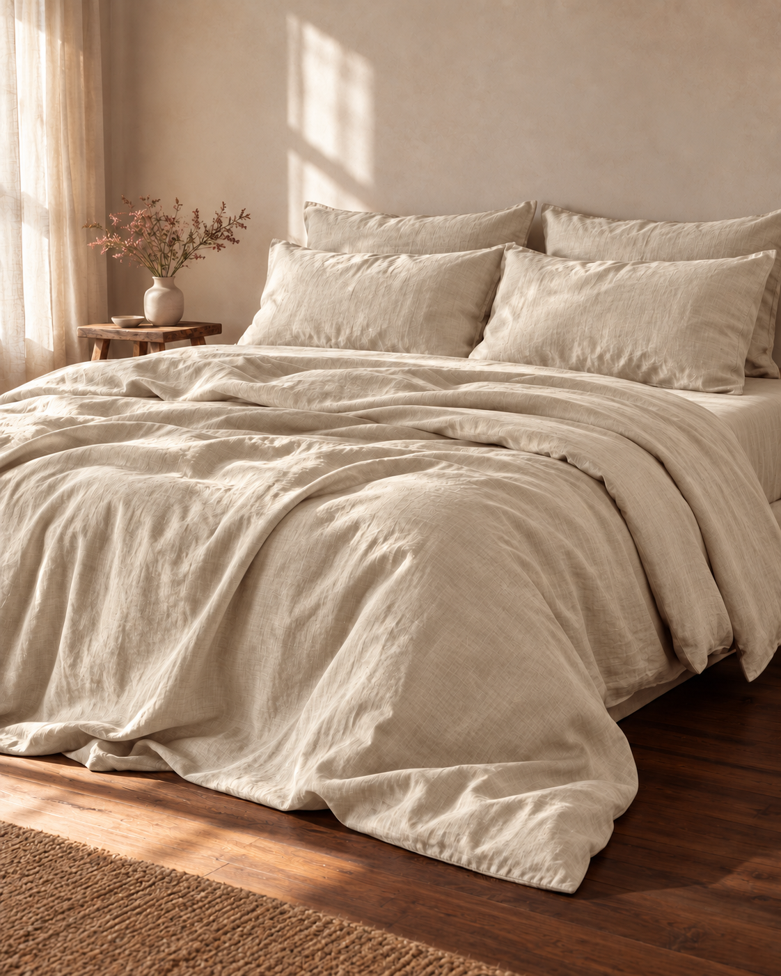 Linen Bedding Set - Oatmeal Stone (10% off)