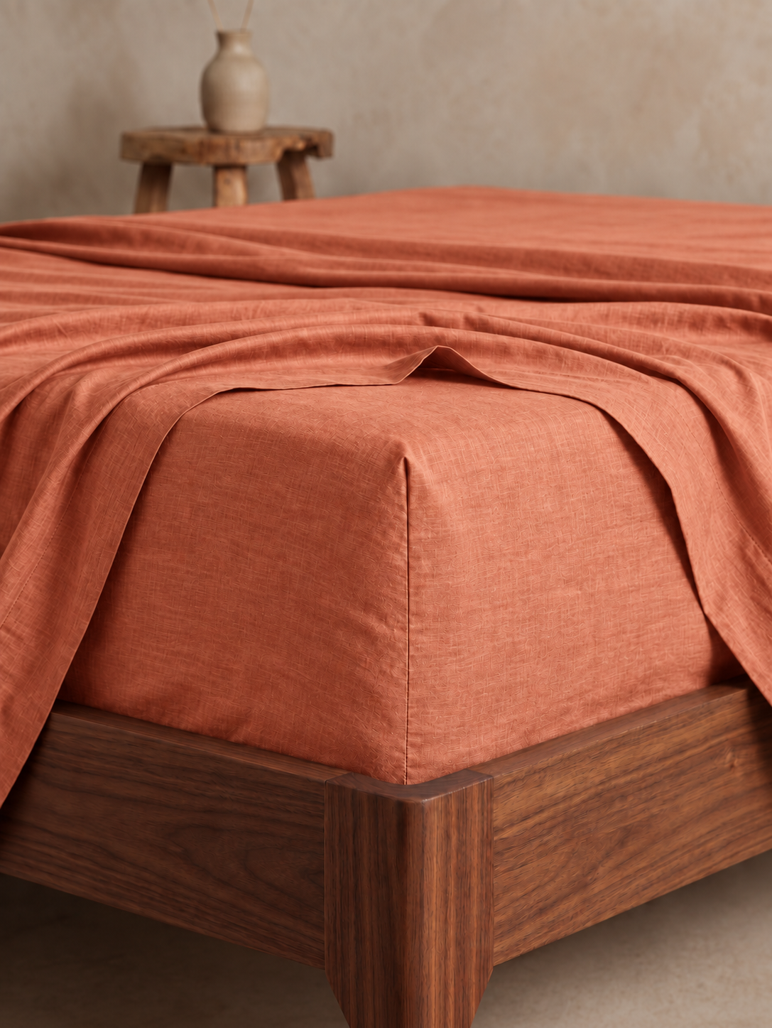 Linen Flat Sheet - Terracotta