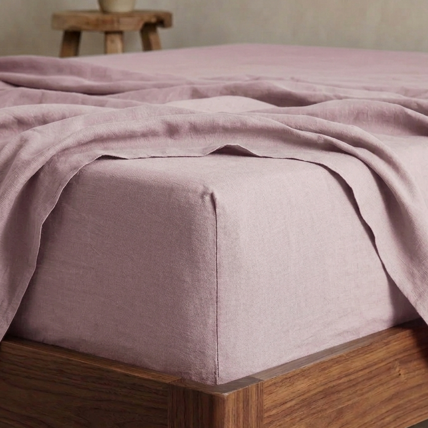 Linen Flat Sheet - Lavender Rosé
