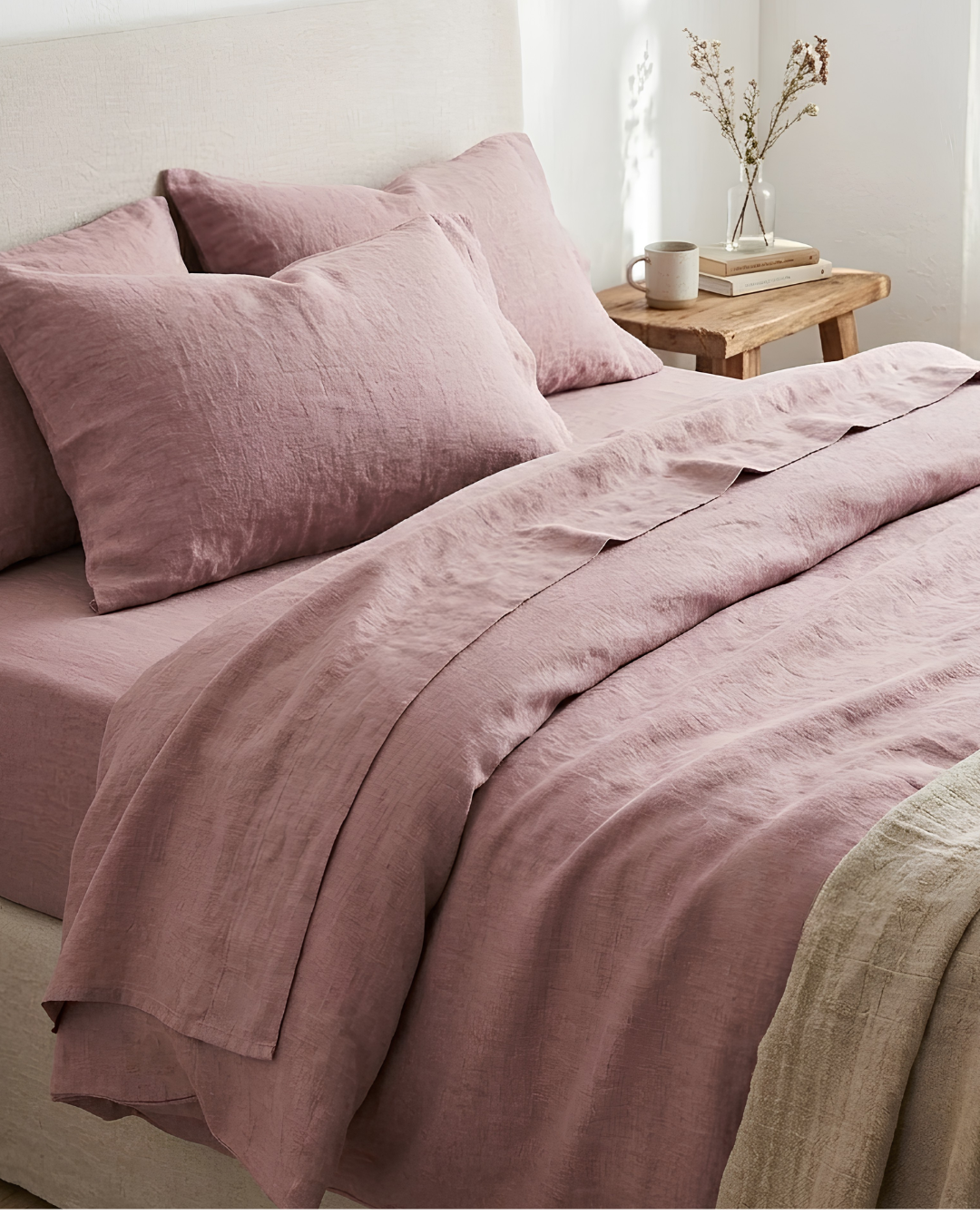 Linen Fitted Sheet - Lavender Rosé-2