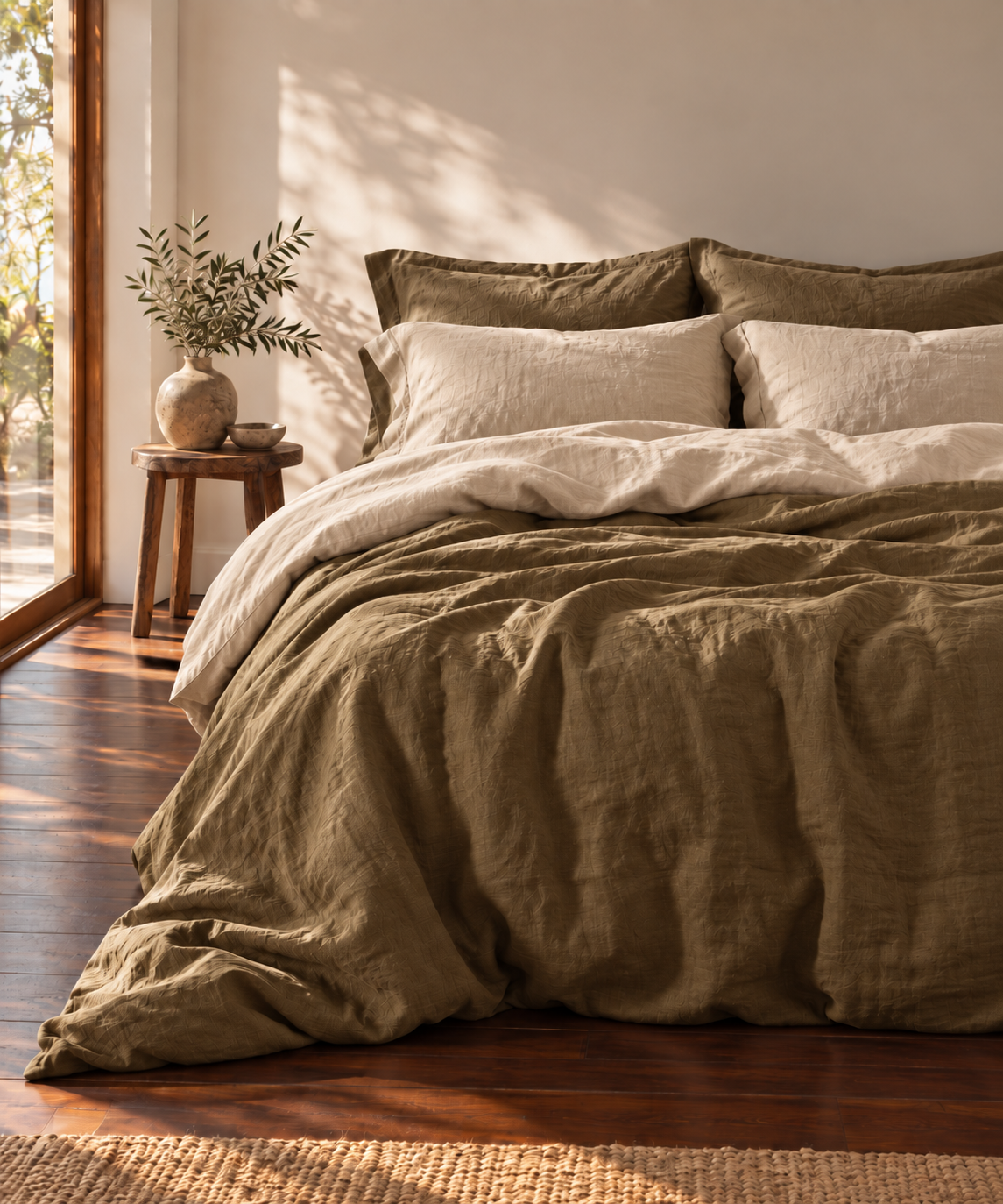 Linen Flat Sheet - Olive
