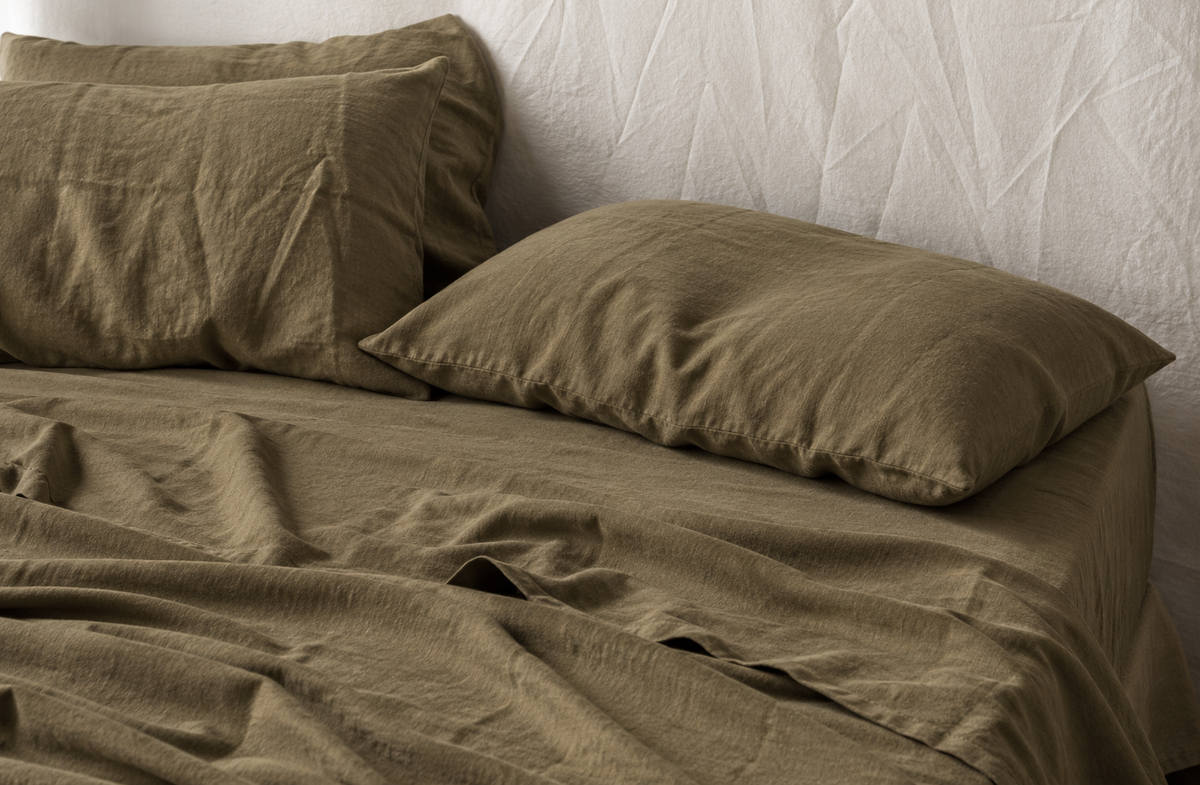 Linen Flat Sheet - Olive