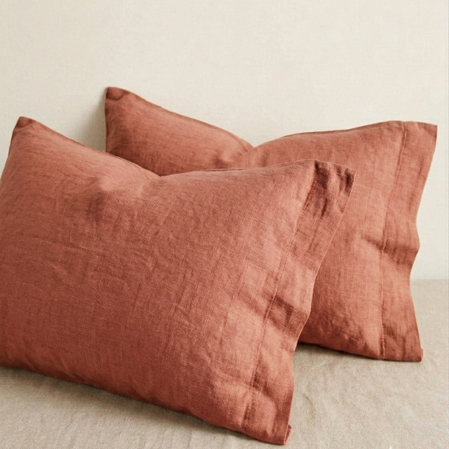 Linen Fitted Sheet - Terracotta