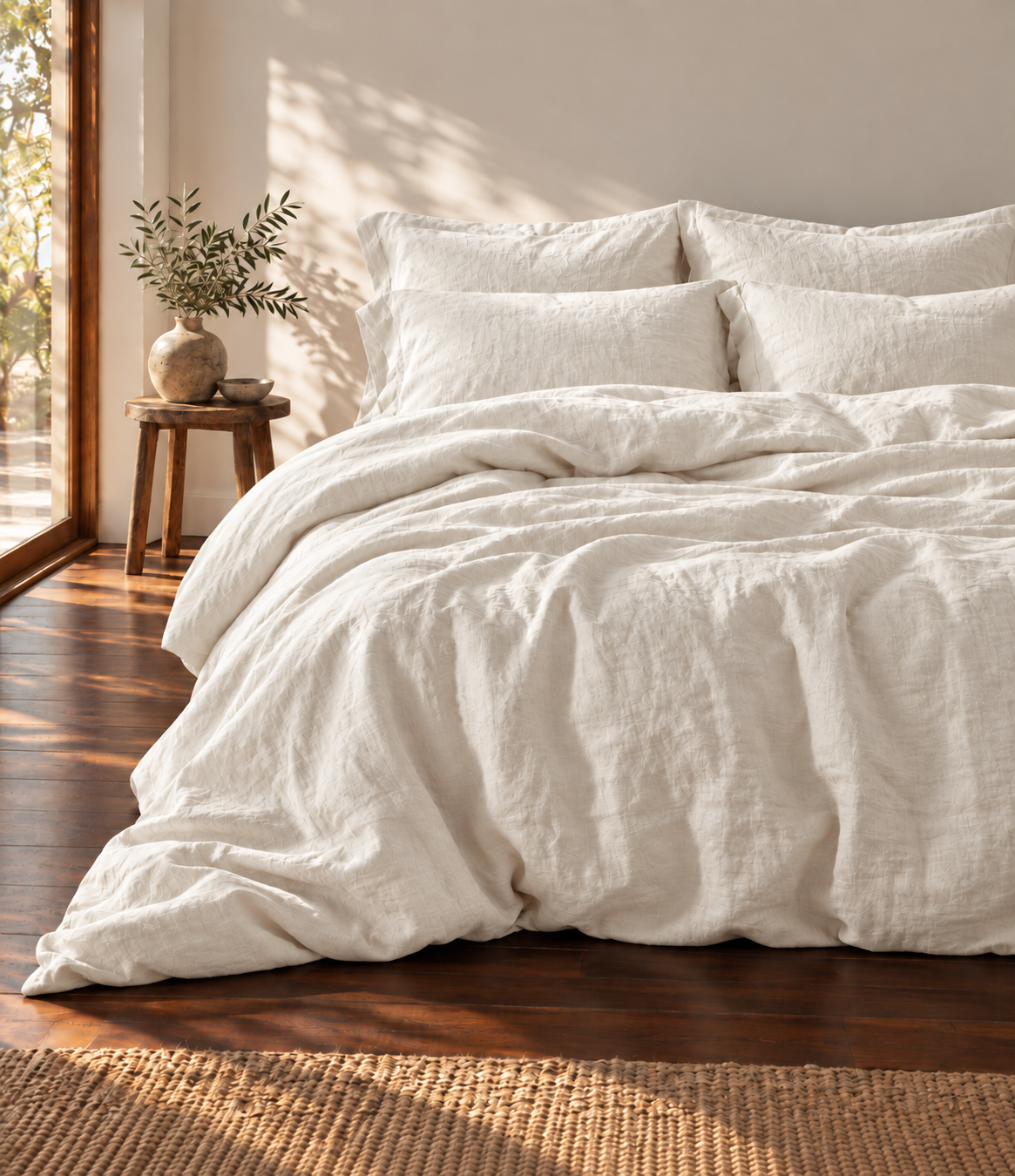 Linen Duvet Cover Set - White-1